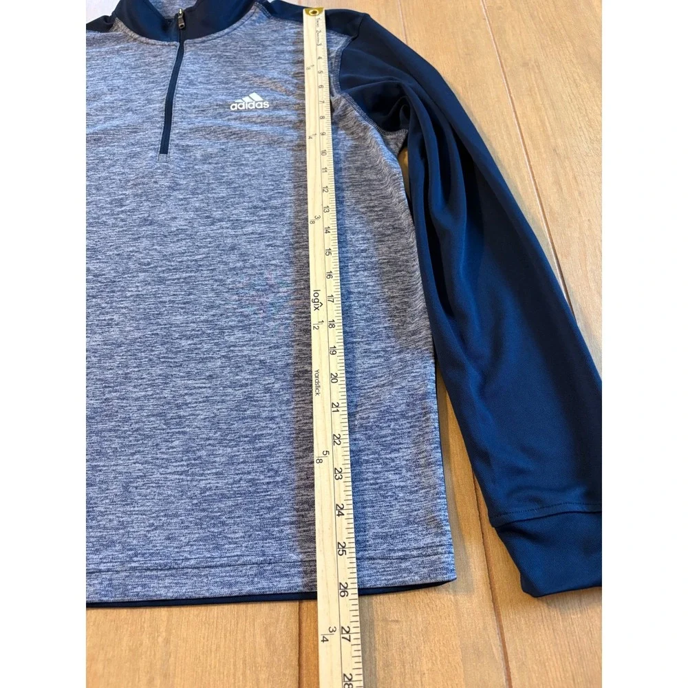 Adidas Golf Pullover Mens Small Navy Blue Heathered 1/4 Zip Sporty Active Preppy